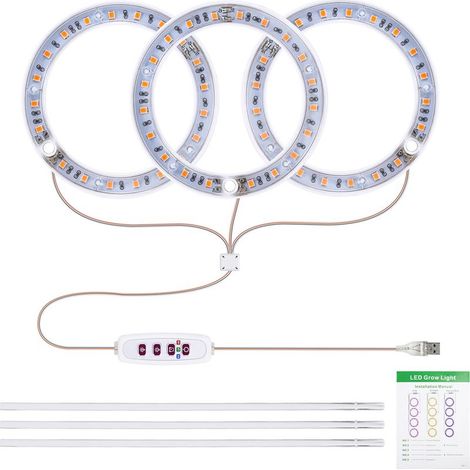 Zoternen 3-in-1 Rund-Pflanzenlampe – 6,2 W, 4000 K, USB, 5 Helligkeitsstufen, Timer (8 h/12 h/16 h), ideal für Zimmerpflanzen (1/5)