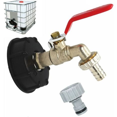 Faucet Tank 1000L S60X6 IBC Faucet Connector with 1/2-inch Hose Connection, Drain Tank Adapter, for Garden Faucet, for Tank Adapter (1 Piece) MUMU (1/4)