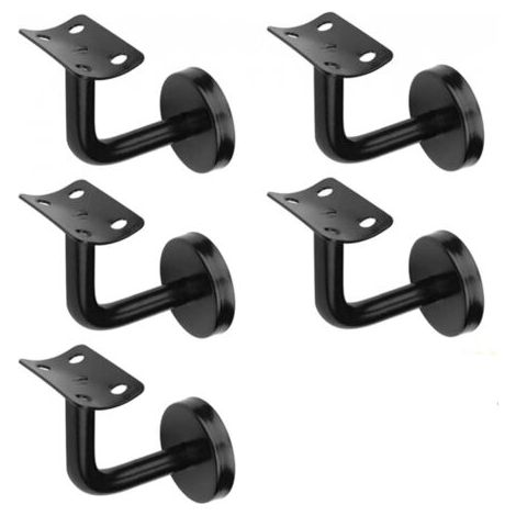 QORVA-5pcs Supports de Main Courante d'Escalier Noir, Supports de Rampe d'Escalier, en Acier Inoxydable, 60x80 mm,  Pour Rampes d'Escalier Intérieures et Extérieures