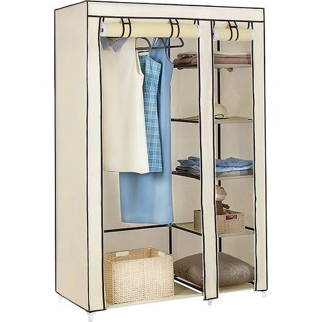 Armoire 2 étagères à chaussures en tissu non tissé à porte unique-Beige (1/5)