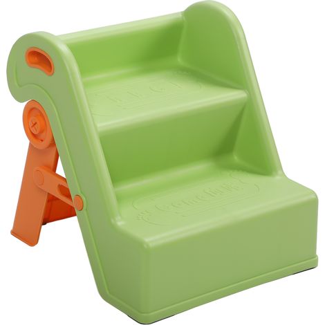 Tabouret pliant 2 marches pour enfants avec protection anti-éclaboussures, antidérapant, pour l'apprentissage de la propreté, vert (1/5)