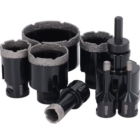 Jeu de 8 scies cloches diamantées avec adaptateur M14, ouvre-trous brasés pour marbre, céramique, carrelage, diamètre 6-68mm (1/5)