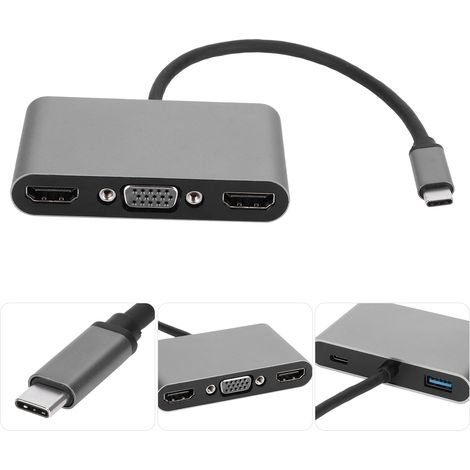 5-in-1 USB-C-Dockingstation mit HDMI-, VGA- und PD-Ladeanschluss für Laptops (1/5)