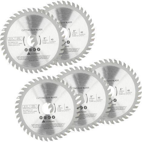 5 Stück 4,9-Zoll-Kreissägeblatt mit 40 Zähnen, Hartmetallbestückt, für Holzbearbeitung (1/5)