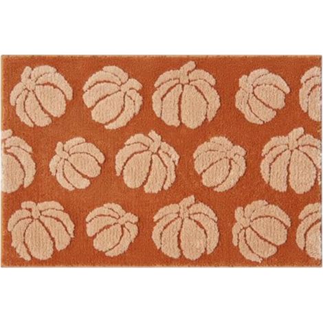 CCYKXACountry-style bathroom rug - Non-slip - For bedroom/hallway - Decorative polyester rug - Washable - Orange (60x90 cm) (1/4)