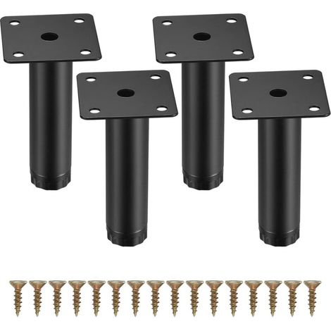 4 Möbelfüße, um 10 cm/4 Zoll verstellbar, mit Metallbefestigung für Möbel, Tische, Stühle, Schreibtische, Küchen, Schränke und Sofas.