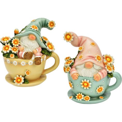 Lot de 2 décorations nains de jardin dans une tasse 11 cm (1/3)