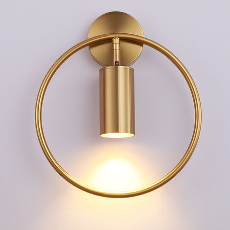 Lámpara de pared inalámbrica, lámpara de pared de interior a pilas, lámpara de pared LED redonda de metal dorado, decoración de pared (1/5)