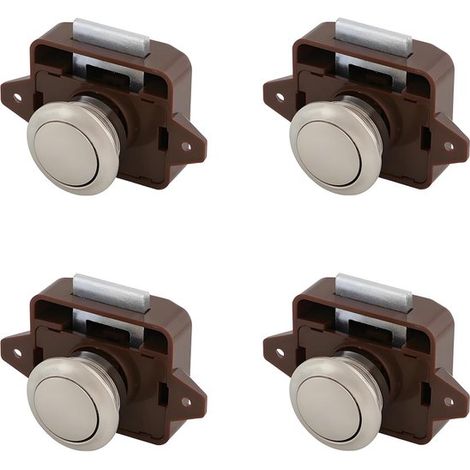 Schubladenschloss mit Druckknopf – Schranktürschloss – geeignet für Wohnmobile, Boote und Yachten – braun – 4er-Pack (1/5)