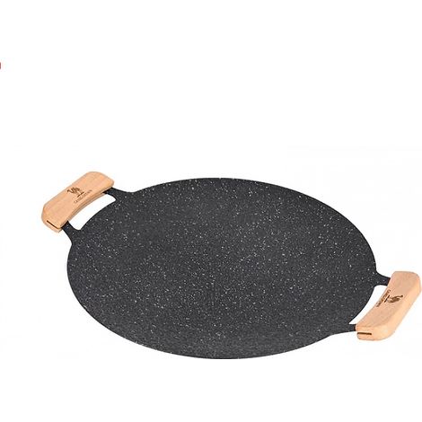 BBQ-Grillpfanne, Runde Grillplatte aus Antihaftbeschichtetem Eisen für Camping (35 cm) (1/5)