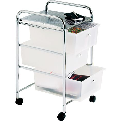 Premier Housewares 3 White Plastic Drawers Trolley (1/5)