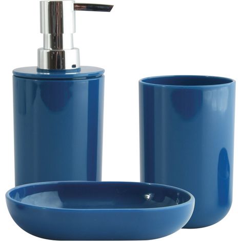 Lot de 3 accessoires de salle de bain INAGUA Bleu Marine MSV