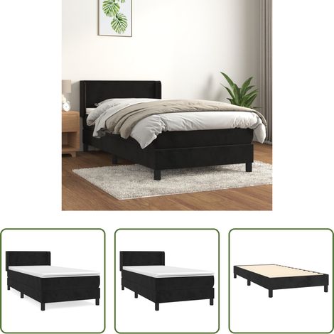 Matratze - Boxspringbett mit Matratze Schwarz 90x190 cm Samt (1/5)