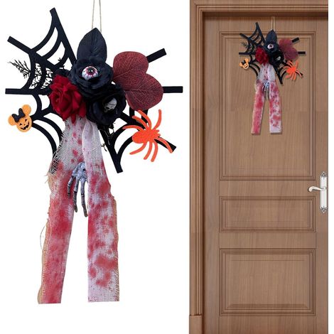 Spinnennetz-Dekorationen, Gruselparty-Dekorationen, Rosa und Totenkopf Schaurige Horror-Baumschmuckstücke für Fenster, Türen, Kamine, Wände, Bäume, Zuhause, Büro, Eingang