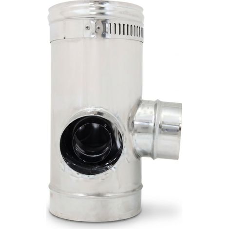 MAKA T 93° 2 Uscite 90° H 440 Canna Fumaria Coassiale Doppia Parete Inox Ø 200/300 mm (1/5)