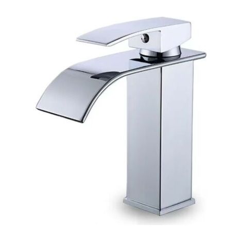 Rubinetto da bagno moderno a cascata, miscelatore per lavabo dal design elegante, miscelatore in ottone per acqua calda e fredda, rubinetto cromato