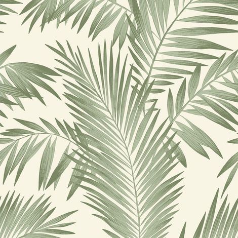 Tropical Palm Tree White Green Wallpaper Leaves Leaf Luxury Weight Arthouse (1/4)