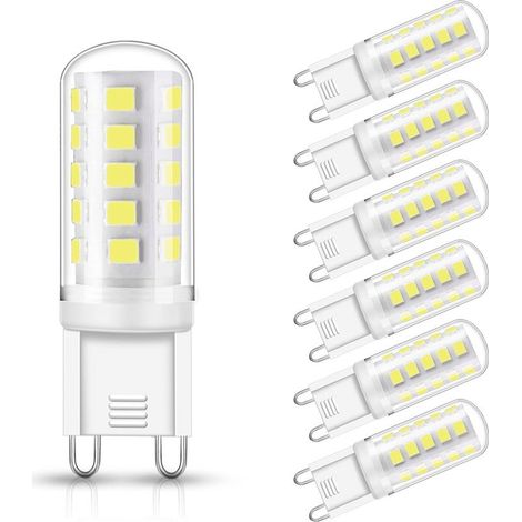 G9 LED Bulbs, 3W (30W Halogen Equivalent), 350lm, Cool White 6000K, 360° Rotation Angle, Non-Dimmable, for Ceiling Lighting, Kitchen, 6-Pack [Energy Class A+] [Energy Class A+] (1/4)