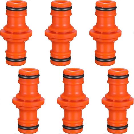 Lot de 6 raccords mâles doubles pour tuyau d'arrosage (orange) (1/5)