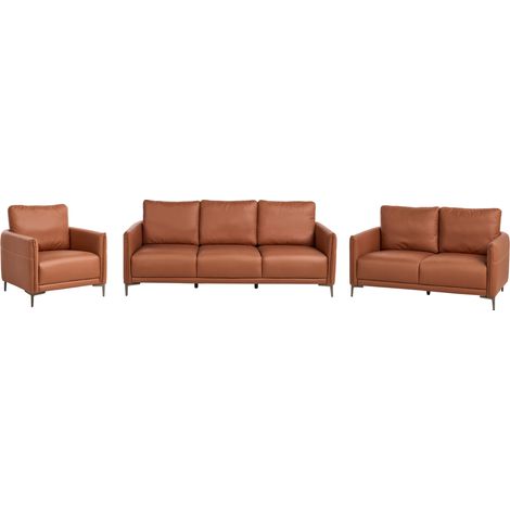 Conjunto de salón de 6 plazas tapizado de tela estilo moderno patas de metal marrón Cilens (1/5)