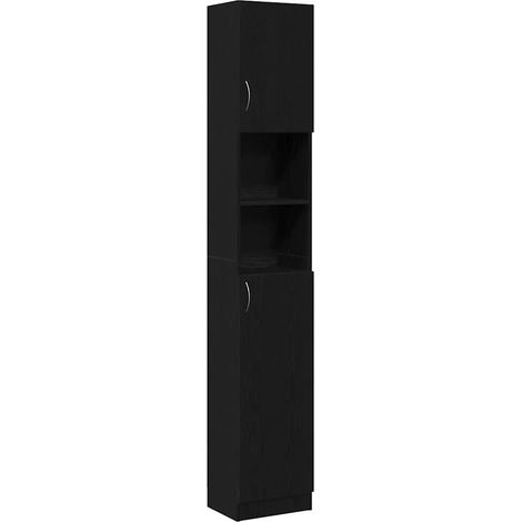 Mueble de baño de madera de ingeniería con amplio espacio de almacenamiento moderno 32 x 25 x 190 cm madera negra 020051793 (1/5)