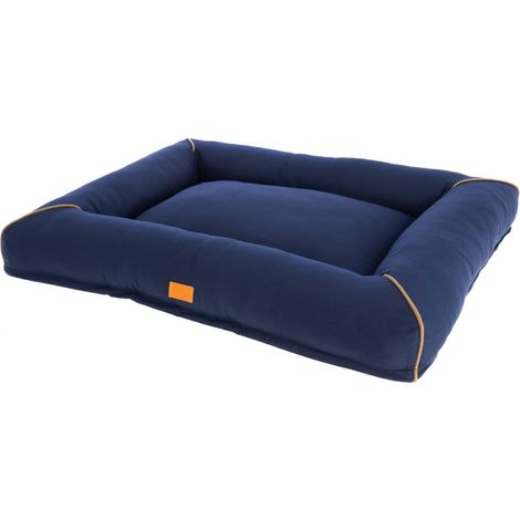 Cojín para perro estilo nido KERBL Snuggle Bed Jerome 75 x 60 x 10 cm azul oscuro y coñac (1/5)