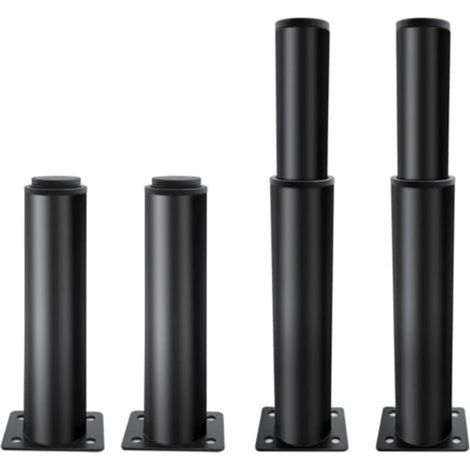 4 Pièces Pieds de Meubles Réglables Pied d'Armoire, Pied Cuisine Réglables pour Les Pièces de Rechange des Meubles,Pieds d'armoire avec des Vis, Noir/18cm