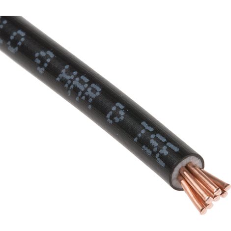 RS PRO Conduit, section: 2,5 mm², 750 V Noir H07V-R 6491X ( Prix pour Bobine de 100 Mètres )