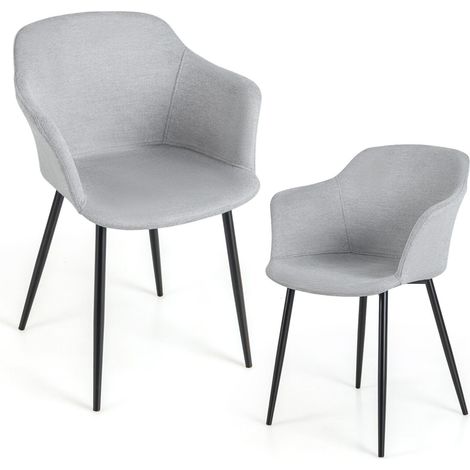 Set of 2 Dining Chairs Upholstered Armless Accent Chair With Ergonomic Backrest (1/5)