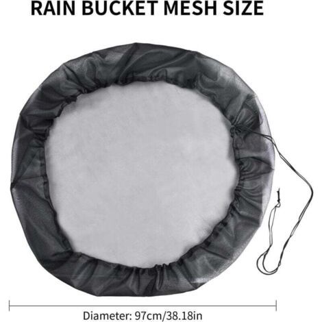 QORVA-Oreng 1 Pièce Filet pour Citerne de Pluie 97 cm Housse pour Tonneau de Pluie avec Cordon de Serrage Filet de Protection pour Les Barils de Pluie Filet de Protection Réglable pour Anti-Moustique, (1/3)