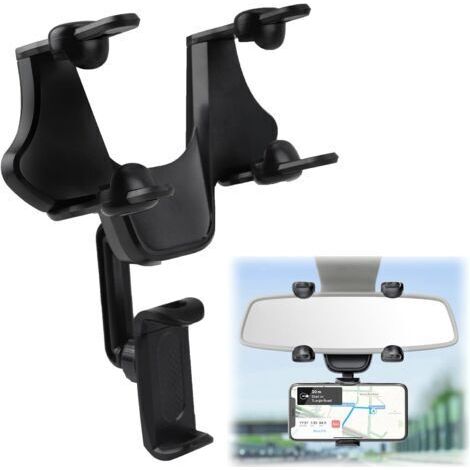 Support de téléphone pour rétroviseur de Voiture,Attache Telephone Voiture,360° pivotant et rétractable, Universel pour Tous Les Smartphones (1/5)