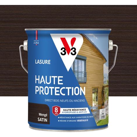 Lasure Bois extérieur Wengé satin - Protection 8 ans - résistance hydrofuge et anti-UV - Résiste aux variations du bois - résine d'origine végétale - 2,5L (1/4)