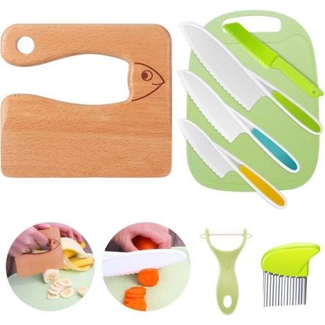 Ensemble de 8 couteaux de cuisine pour enfants pour couper et cuire des fruits ou légumes pour les tout-petits (1/4)