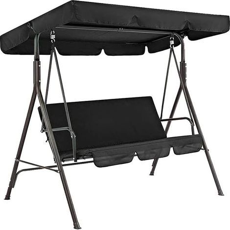 Housse de Remplacement pour Balançoire Extérieure,Toit de Rechange pour Balancelle de Jardin 210D Oxford Imperméable Anti-UV Couverture de Remplacement pour Balançoire(Black,19512515cm) (1/5)