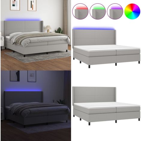 Sommier à lattes de lit matelas LED Gris clair 200x200 cm Tissu - Sommier Tapissier - Lit Plateforme - Lit Avec Rangement - Lit Design - Lit Moderne - Home & Living (1/5)