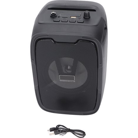 Enceinte Bluetooth portable sans fil avec caisson de basses Super Bass et radio FM intégrée pour karaoké en extérieur, 12,7 cm (5 pouces), noire