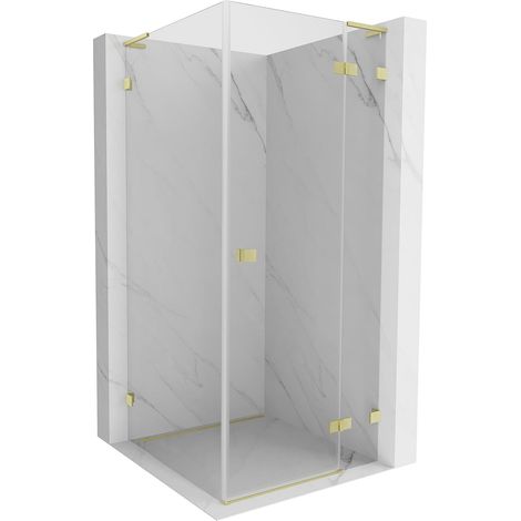 Mexen Lunar L cabina doccia battente destra 90 x 90 cm, trasparente, oro spazzolato - 834L-090-090-55-00-P (1/5)