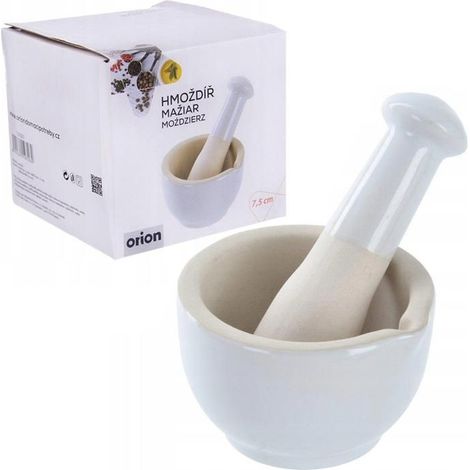 Mortier à épices - Orion - 8,5 cm - Grès blanc - Solide - Universel - Facile à utiliser (1/4)