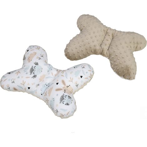 Cuscino antiurto a farfalla in tessuto Minky (marrone + ricci) (1/3)