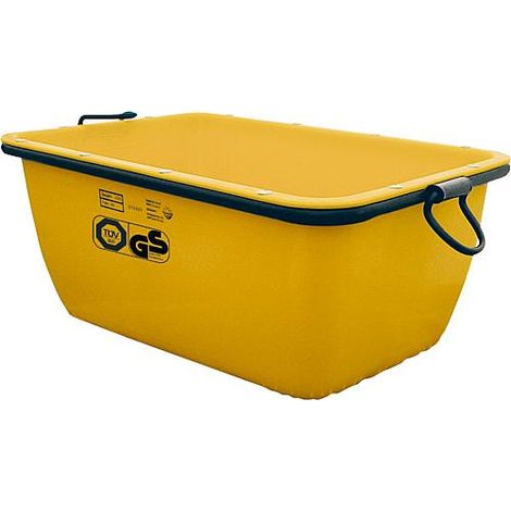 Seau a mortier 200L jaune accrochable TÜV cadre tubulaire circulaire