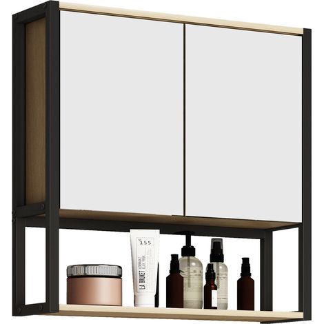 Specchio a specchio in metallo di legno Edino 60x60x17 - VCM