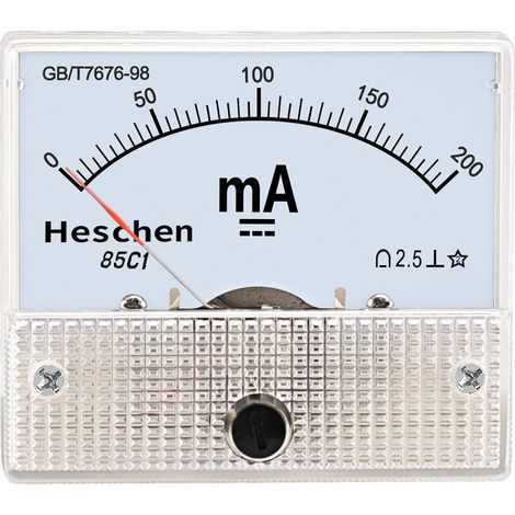 85 C1–200 mA rectangle Panneau monté courant Mètre testeur Ampèremètre DC 0–200 mA Classe 2,5 Blanc (1/5)