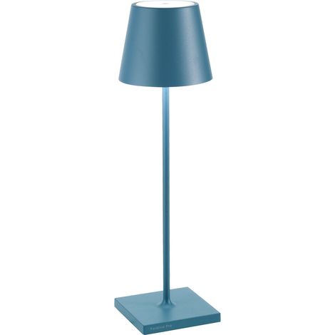 Zafferano Lampada a led da tavolo Poldina Pro Blu Avio ricaricabile e dimmerabile con batteria fino a 12 ore. Da uso esterno IP65 (1/2)