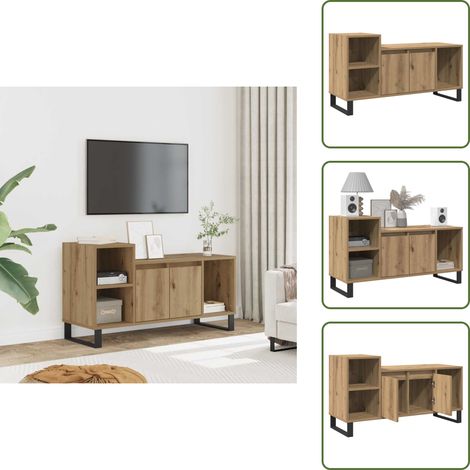 Mobile TV con scomparti - vidaXL Mobile TV Rovere Artigianale 100x35x55 cm in Legno Multistrato -