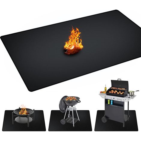 Filiyano-Tapis de protection pour barbecue extérieur 60 x 40 pouces, double face, ignifugé, résistant à l'huile et à l'eau, pour pelouse et terrasse. (1/5)