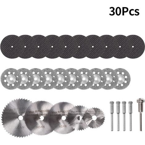 CSPARKV 30 Pcs Mini Diamond Cutting Disc, HSS Mini Circular Saw Blade, Mini Resin Cutting Disc, with 3mm Mandrel for Wood, Metal, Plastic, Stone, Glass