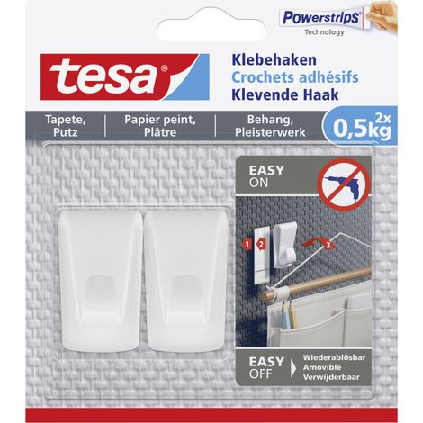 tesa Haken Powerstrips Tapeten & Putz 2er-Set Selbstklebend (1/2)
