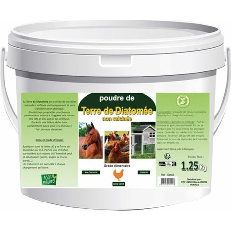 Terre de Diatomée 1,25kg – 100% naturelle – Propriétés asséchantes pour litières et sols – Idéal pour box de chevaux et basse cour – (1/4)