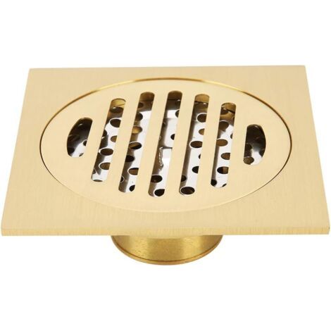 Siphon de sol carré en laiton et acier inoxydable – Drainage rapide avec double filtre amovible – Anti-odeur pour salle de bain et cuisine (1/5)