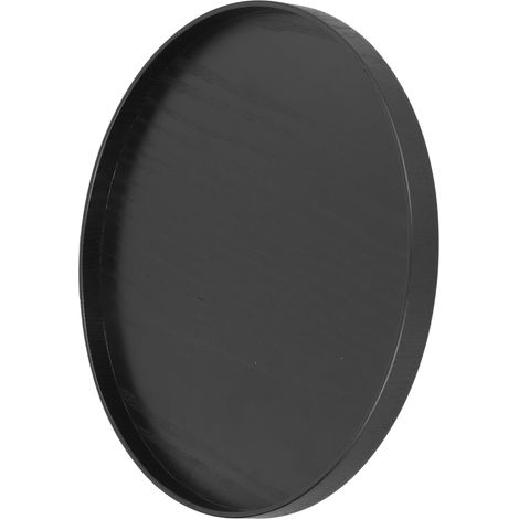 Plateau de service rond en bois noir 30 cm, idéal pour la maison, la cuisine ou l'hôtellerie. (1/5)
